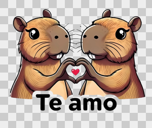 capibaras haciendo corazón y con te amo