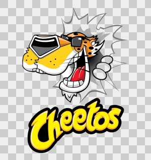 cara de chester cheetos y logotipo abajo