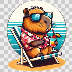 dibujo de capibara en la playa muy cool