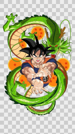 goku con shenlong y las esferas del dragon