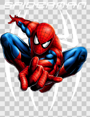 spiderman encima del logotipo con letras