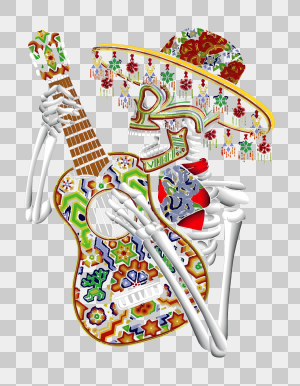 calavera de xantolo con guitarra
